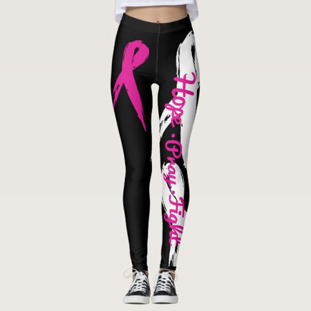 Hope Pray Fight (Breast Cancer Awareness) leggings | Zazzle.com