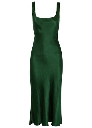 Green Slip Silk Dress
