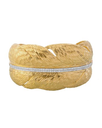 Michael Aram 18k Gold Diamond Feather Cuff Bracelet