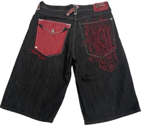 black and red jorts