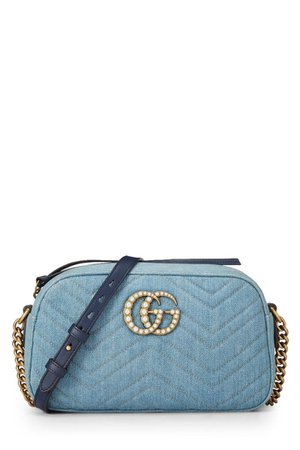 Gucci Denim & Pearl Marmont Shoulder Small - What Goes Around Comes Around