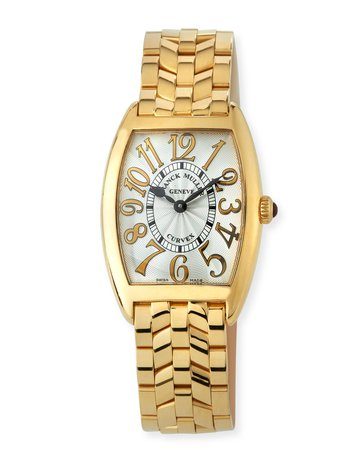 Franck Muller Cintree Curvex 18k Gold Bracelet Watch, Gold/White | Neiman Marcus