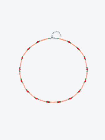 [Ssecondo쎄꼰도]Peach Coral gemstone Necklace