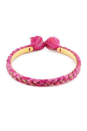 18K Gold Plated Bangle with Cotton Braid Gr. One Size
