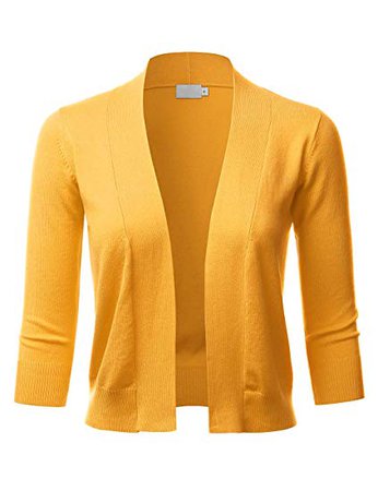 LALABEE Women's Classic 3/4 Sleeve Open Front Cropped Bolero Cardigan-Camel-M at Amazon Women’s Clothing store: