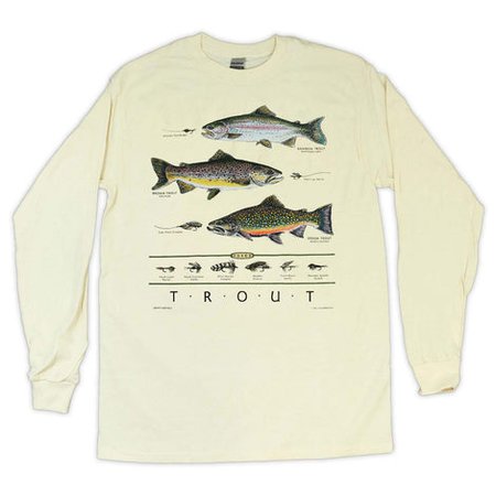 Trout & Flies Adult Natural Long Sleeve T-shirt – Liberty Graphics