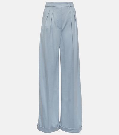 Faraday Virgin Wool Wide Leg Pants in Blue - Max Mara | Mytheresa