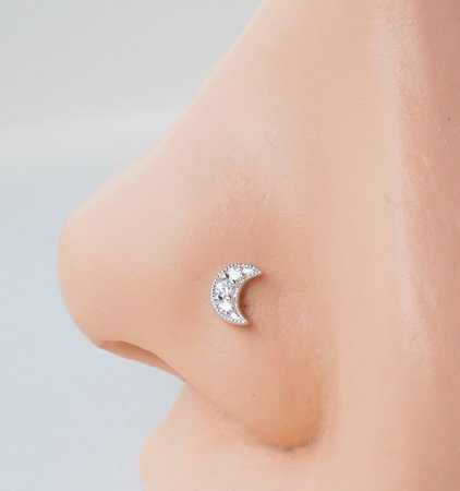 Silver Moon Nose Stud