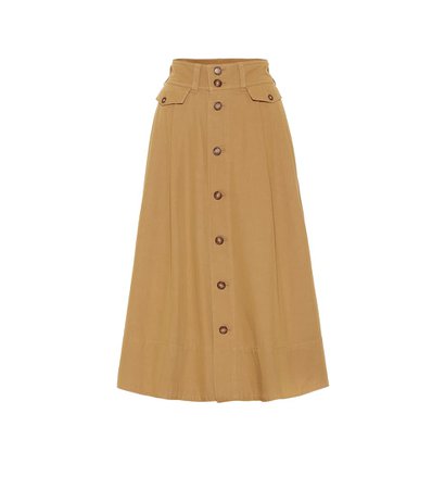 Polo Ralph Lauren Cotton-Blend Twill Midi Skirt