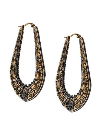 Alexander McQueen ornate hoop earrings gold 607128J160Z - Farfetch