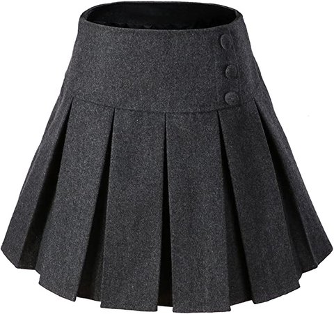 Amazon.com: Vocni Women A-Line Wool Blend Lined Pleated Mini Skirt Side Zipper,Dark Grey,Medium: Clothing