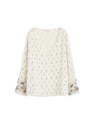 Violeta BY MANGO Sequins embroidered blouse