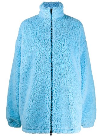 Blue Balenciaga oversized fleece coat - Farfetch
