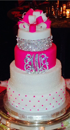 hot pink wedding cake