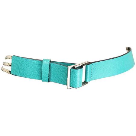 Gianni Versace Three Strand Silver Toned Hardware Chain Belt, Blue