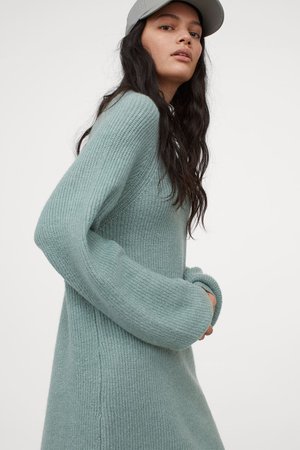 Rib-knit dress - Green - Ladies | H&M GB