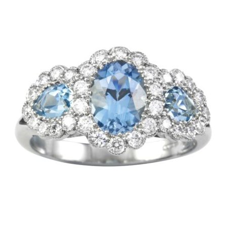 An aquamarine and diamond triple cluster ring - Bentley & Skinner (Bond Street Jewellers)