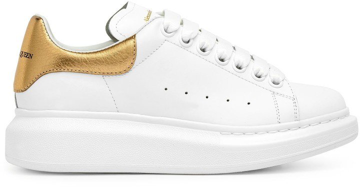 White and gold classic sneakers