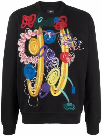Fendi scribble-embroidery sweatshirt
