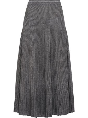 Prada Metallic Midi Knitted Skirt 21371S2011UYM | Farfetch