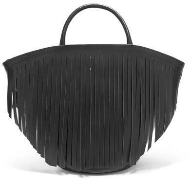 Trademark - Fringed Leather Tote - Black