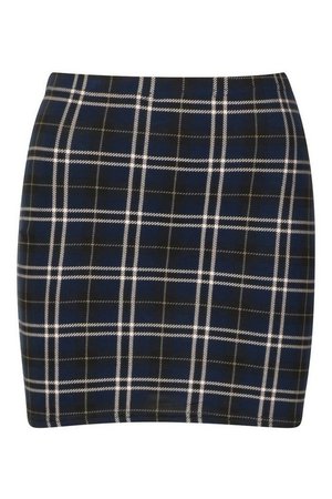 Tartan Check Basic Jersey Mini Skirt | Boohoo