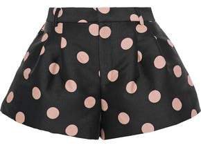 Pleated Polka-dot Faille Shorts