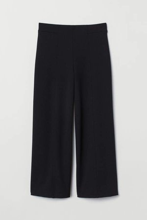 Wide-cut Jersey Pants - Black