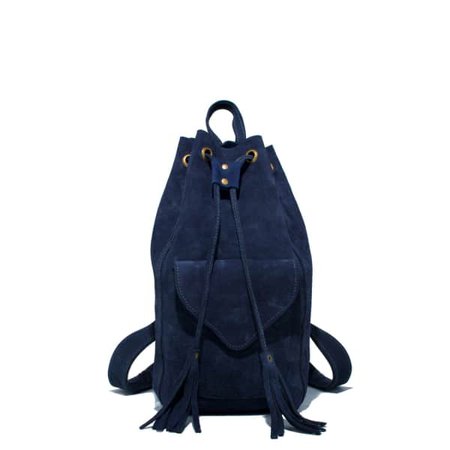 Midnight Blue Suede Backpack | Zwina Habibi | Wolf & Badger