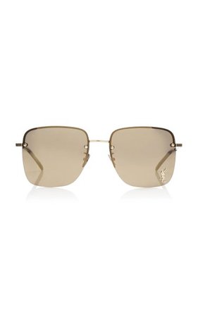 Square-Frame Metal Sunglasses By Saint Laurent | Moda Operandi