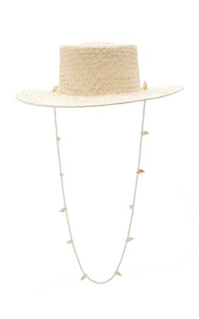 Seashell-Trimmed Raffia Boater Hat By Lack Of Color | Moda Operandi