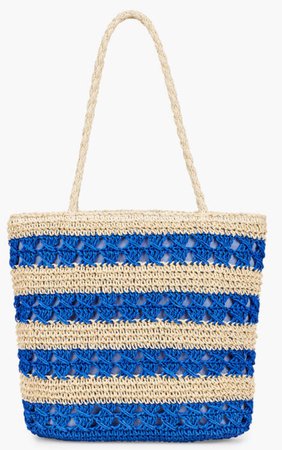 Straw beach bag blue striped Talbots