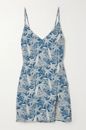 Blue Marlowe printed crepe mini dress | Reformation | NET-A-PORTER
