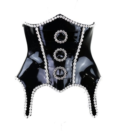 *clipped by @luci-her* Black Bling Heavy Rubber Latex Corset – Venus Prototype Latex