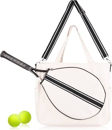 Amazon.com : Mini Momo Tennis Bag Racket Tote Sports Racquet Bag - Tennis Bags for Women, Unisex Badminton, Squash Case Stripe Shoulder Strap (Black Multi) : Sports & Outdoors