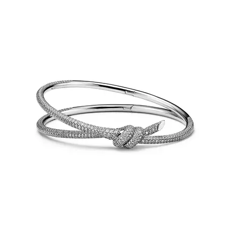 Tiffany Knot Double Row Bracelet in White Gold with Diamonds | Tiffany & Co.