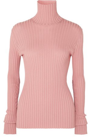 Victoria Beckham | Ribbed stretch cotton-blend turtleneck sweater | NET-A-PORTER.COM