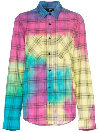 Amiri Rainbow tie-dye Plaid Shirt - Farfetch