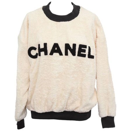 Vintage Chanel Sweat Shirt Sweater with Iconic CC 1980 - Chanel