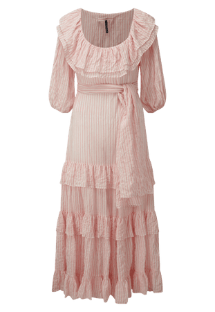EUGENIE PINK STRIPED CRINKLE DRESS – Lisa Marie Fernandez