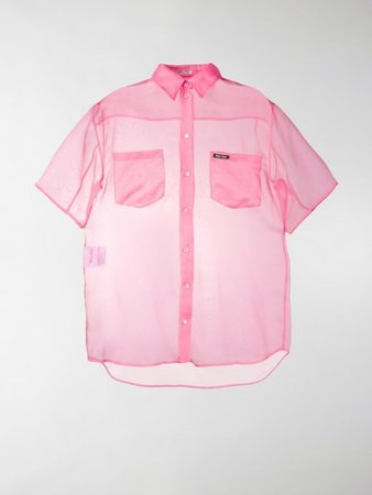 Miu Miu pink Silk sheer silk shirt| MODES.com