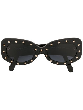 Chanel Pre-Owned Rektangulära Solglasögon Med Stjärnformade Nitar - Farfetch