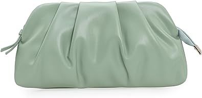 CHARMING TAILOR Chic Soft Vegan Leather Clutch Bag Dressy Pleated PU Evening Purse for Women (Mint): Handbags: Amazon.com