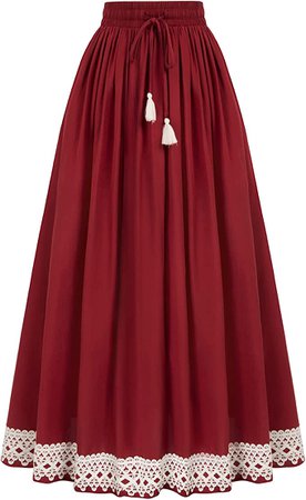 Amazon.com: Women's Boho Maxi Skirt Drawstring Flowy Hem Medieval Skirt with Pockets Black S : Clothing, Shoes & Jewelry