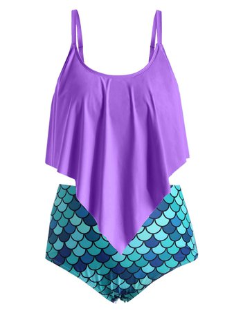 [34% OFF] Plus Size Ruffled Mermaid Tankini Swimwear | Rosegal