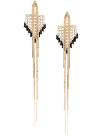 Gold Venna Long Tassel Fringe Earrings | Farfetch.com