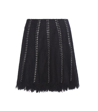 Embellished cotton-blend skirt