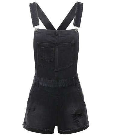 Women's Casual Black Single Chest Pocket Adjustable Straps Sexy Cute Short Overalls - FashionOutfit.com