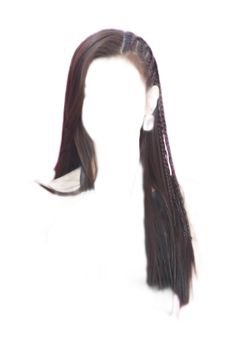 black dark brown long hair side part braided side