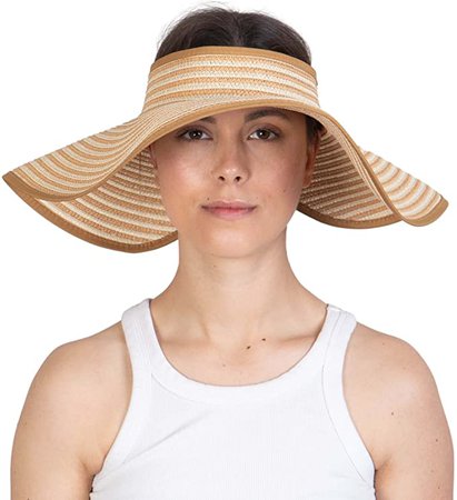 Brook + Bay Straw Sun Hat, Big Sun Hat - Wide Brim Hat Sun Visor - Beach Hats at Amazon Women’s Clothing store